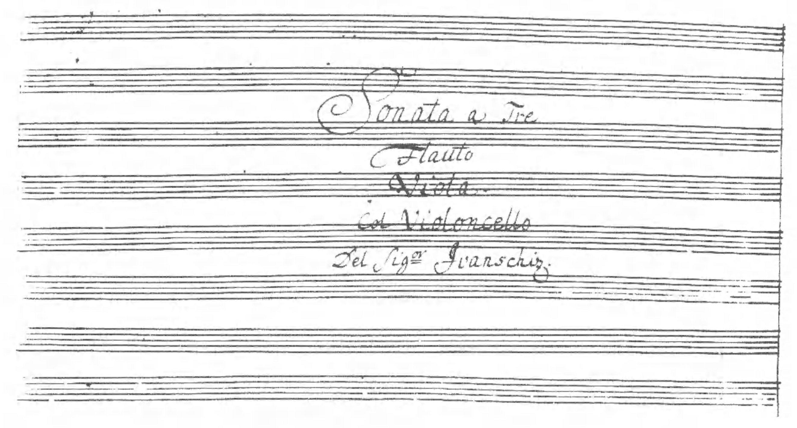 Title page of the Sonata a tre in G major (IV). Badische Landesbibliothek
                  Karlsruhe, Ms. 225.